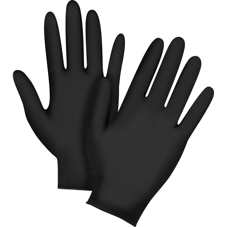 Disposable Gloves, Large, Nitrile, 5-mil/Grand, Nitrile, 5 mils, Sans poudre, Noir, (50)
